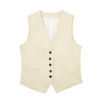 European and American 2023 New Fashion Women's Blended Vest Vest 7747356 High Waist Casual Shorts 7748356 Trendy