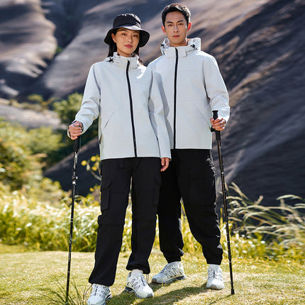 Removable Cap Waterproof Windproof Group Jacket Tooling Outdoor Hard Shell Rushwork Custom Work Clothes for Men and Women Autumn and Winter