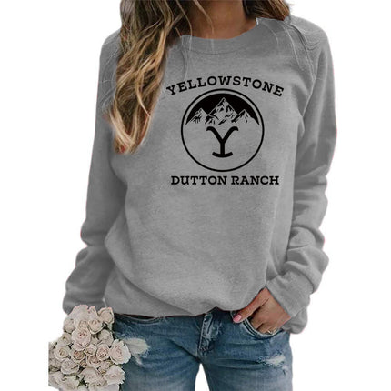 Amazon Cross-border Foreign Trade Source DUTTON RANCH Printed Round Neck Long Sleeve Women's Sweatshirt Jacket