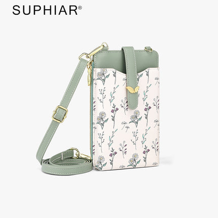 2025 Cross-Border New Product Simple Small Fragrance Style Women's Mobile Phone Bag Pu Flower Mobile Phone Backpack Diagonal Women's Mobile Phone Bag