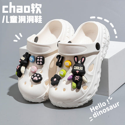 Violent Bear Children's Croc Shoes Summer Boys' Non-Slip Soft Sole Girls' Bathing Beach Shoes Baotou Parent-Child Sandals and Slippers