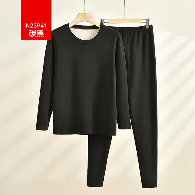 Autumn and Winter 2025 New Men's Silk Wool Thermal Underwear Set, Thickened and Fleece-Lined, Pullover Thermal Underwear Set