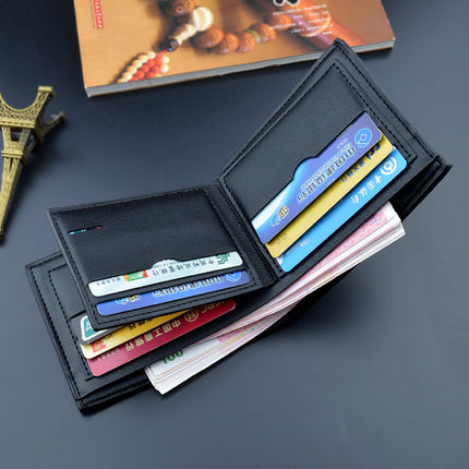 New Wallet Men's Short Fashionable Thin Wallet Multi Card Saffiano Wallet Zipper Horizontal Business Soft Wallet