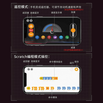 Cross-border Rambo sports car Simulation V8 Engine Engine Lighting Edition app Programmable Building Blocks Model Toy
