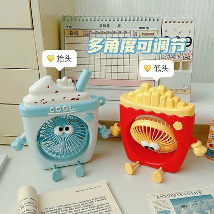Food Toy Series Cartoon Electric Fan Summer Small Dormitory Fan USB Mini Fan Portable Handheld Fan