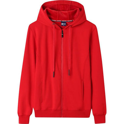 Autumn and Winter Fleece-Lined Zip-Up Hoodie Sweatshirt Unisex Workwear Long-Sleeve Jacket Casual Versatile with Logo Design