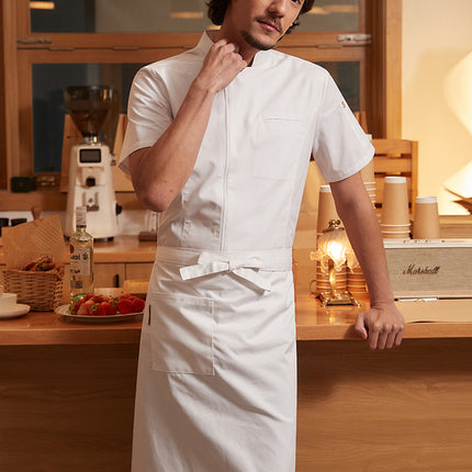 Chef's Workwear with Ykk Zipper, Short-Sleeve, High-End Summer New Model for Hotel and Western Restaurant Baking Kitchen