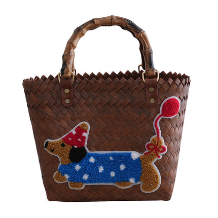 PVC Dachshund Woven Tote Bag / Sac Tressé Teckel PVC