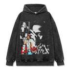 Washed black hooded sweatshirt / S