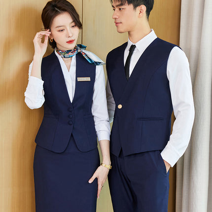 Spring Clothing Professional High-end Vest suit Temperament New Hotel Front Desk Attendant Work Clothes Sales Workwear Uniform
