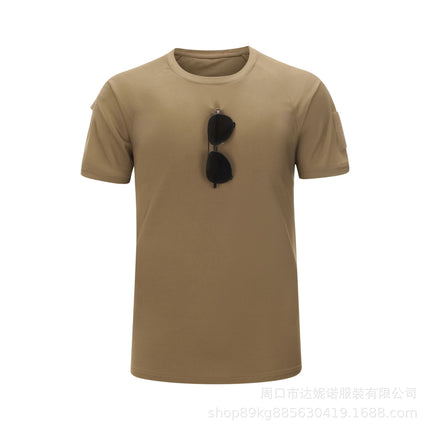 Summer Stretch Short-sleeved T-shirt Men's Loose plus size Tactical Short-sleeved Stretch Quick-drying Military Fan Training Suit T-shirt