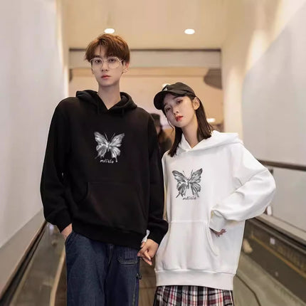 High-end Men's and Women's Long-sleeved Ins Style Top Special Couple Clothing Autumn and Winter fleece-lined Hooded Sweat Fashion Brand Class Clothes