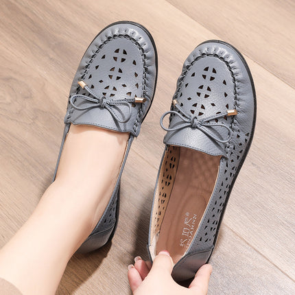 Mom's Shoes, Summer Women's Shoes, Middle-Aged and Elderly Soft-Soled Shoes That Don'T Tire the Feet, Clogs, Breathable Sandals for Middle-Aged People, Non-Slip Leather Shoes