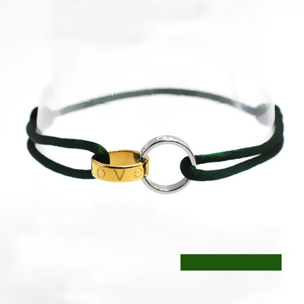 Cross-border supply Foreign Trade hand-woven couple stainless steel bracelet love double ring bracelet adjustable bracelet