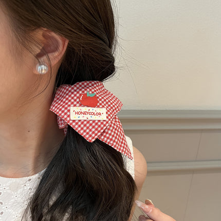 Cute Beige Puppy Satin Square Scarf Hair Tie for Women, High-End Hair Tie, Square Hair Accessory, Large Korean Style