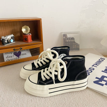 H1028 + H1057 + H1292 two-way thick-soled canvas shoes women's slip-on lazy versatile niche ins board shoes