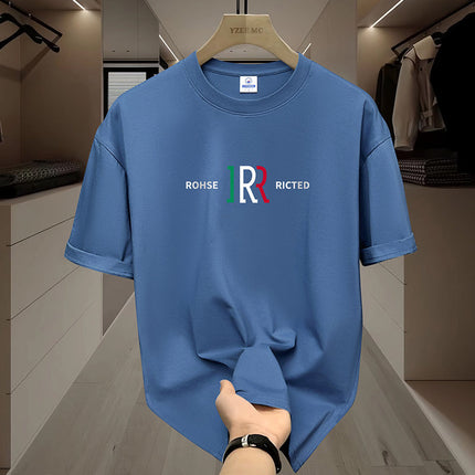 Summer Trendy All-match Breathable Pure Cotton Short-sleeved T-shirt Men's Teenagers Loose Round Neck Casual Half-sleeved T-shirt