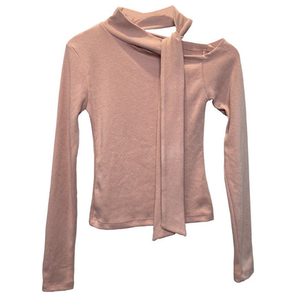 South Korea Dongdaemun's new product is very feminine ~ atmosphere feeling with shoulder strap and figure long sleeve T-shirt le