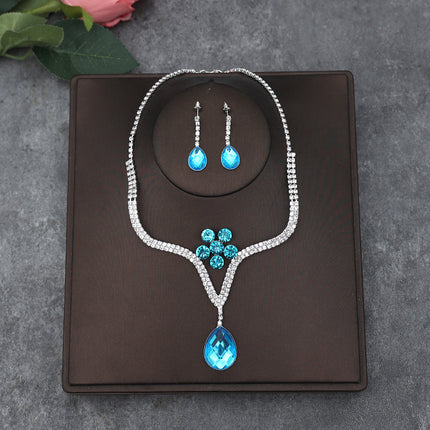 Korean Bride Necklace Earrings Two-piece Decorations Wedding Yarn Wedding Jewelry Wedding Accessories Dance Studio