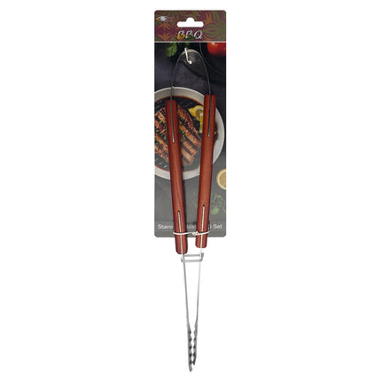 Outdoor camping barbecue tools combination stainless steel grill suit wooden handle fork shovel clip BBQ accessories cloth bag