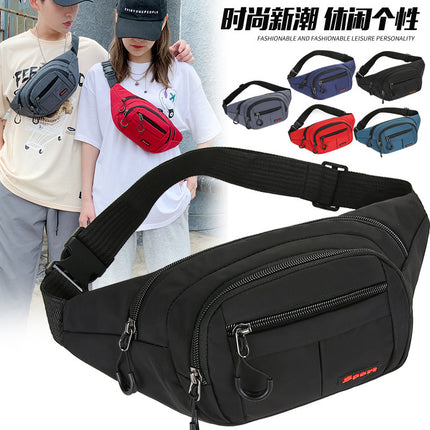 Cross-Border New Large-Capacity Sports Shoulder Bag Anti-Theft Running Waist Bag Multi-Functional Mobile Phone Oxford Cloth Crossbody Bag