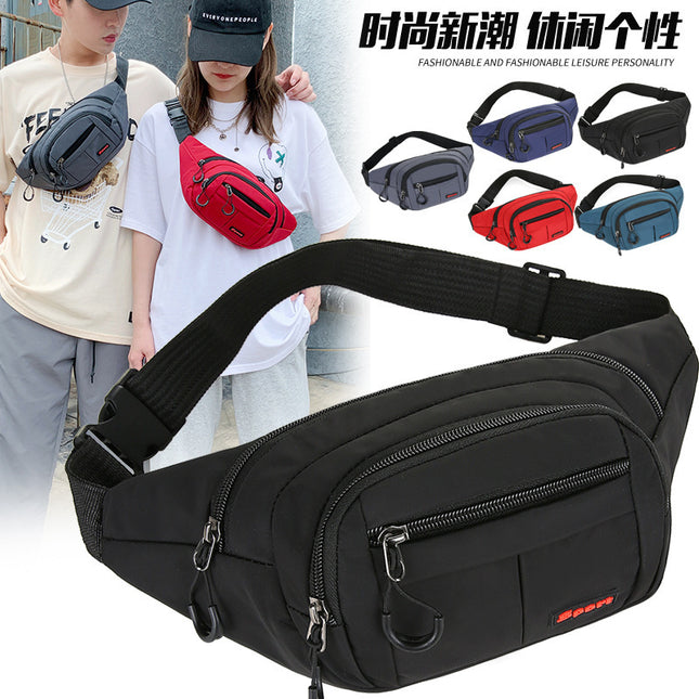 Cross-Border New Large-Capacity Sports Shoulder Bag Anti-Theft Running Waist Bag Multi-Functional Mobile Phone Oxford Cloth Crossbody Bag