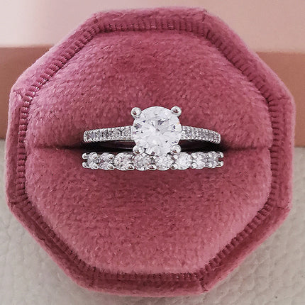 Cross-border e-commerce Europe and the United States simple fashion engagement wedding round diamond ring combination ring r212-r4324A