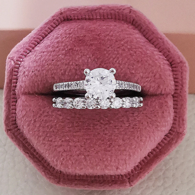 Cross-border e-commerce Europe and the United States simple fashion engagement wedding round diamond ring combination ring r212-r4324A