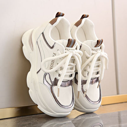 Dad Shoes Spring New Casual Inner Heightening Women's Shoes for Small People Slimming Thick-Soled White Shoes Sports Platform Shoes