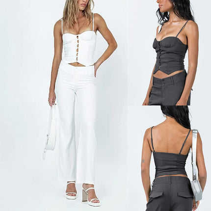 2026 Amazon New Cross-Border Hot-Selling Women's Clothing Sexy Slim-Fitting Tube Top Hot Button-Up Camisole