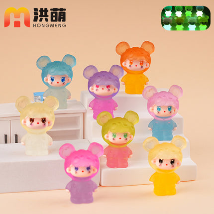 Luminous Cheese Mouse DIY Refrigerator Magnet Accessories Desktop Resin Ornaments Blind Box Blind Bag Keychain Pendant