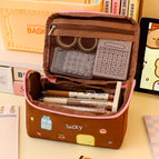 Little house pencil case brown without badge
