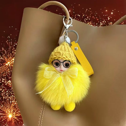 Fox Real Hair Ball Internet Celebrity Small Pendant Sleeping Doll Advanced Sense Doll Pendant Car Keychain Pendant for Women