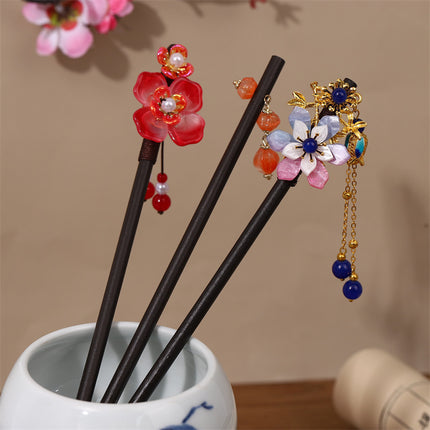 New Year Red Festive Chinese Style Hairpin Palace Style Tassel Walking Hair Hairpin Retro Hanfu Ancient Dress Cheongsam Hair Accessories Women