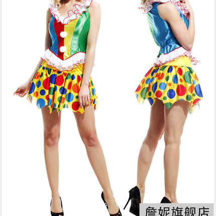 Adult Clown Performance Costume Birthday Party Magic Performance Masquerade Sexy Dress Female Clown Costume