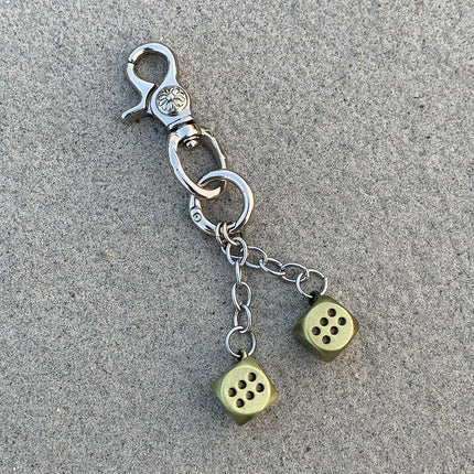 Vintage Floral Heavy-Duty Keychain Dice Pendant Accessory Bag Charm Trendy Niche Style
