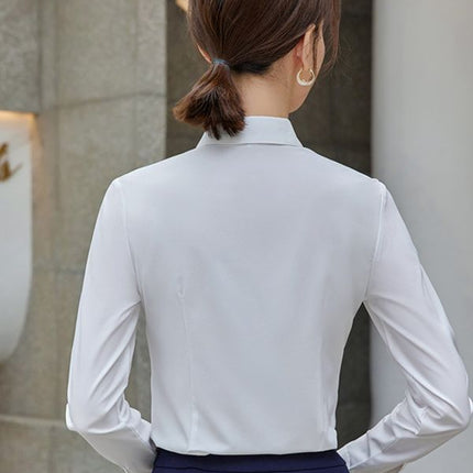 OL Long-sleeved Shirt Slim-fit Women's Shirt Hotel Front Desk Cashier Overalls Supermarket Shopping Guide Falls Uniforms Autumn