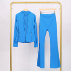 Lightning blue hooded jacket and bell bottoms suit / 2/S
