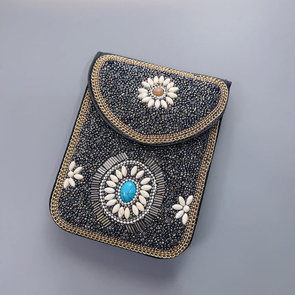 Bohemian Women's Mobile Phone Bag Xinjiang Inner Mongolia Yunnan Tourist Souvenirs Retro Heavy Industry Rice Bead Shoulder Bag