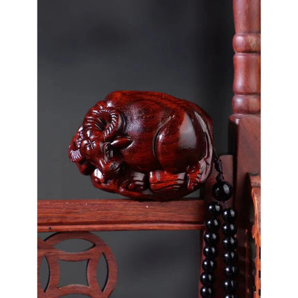 Lobular red sandalwood wood carving handle piece fortune pendant brave play piece text wealth pendant wood text play crafts