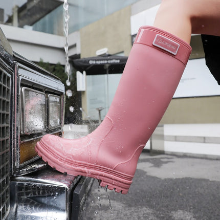 New High-Top Rain Boots for Women, Fashionable Outdoor Fishing Water Shoes, Waterproof and Non-Slip Long-Tube Rubber Shoes, Camping Work Rain Boots