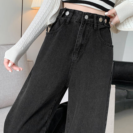 Women's Jeans Spring 2025 New Straight Loose High-Waisted Slim Petite Drapey Wide-Leg Floor-Length Pants Trendy