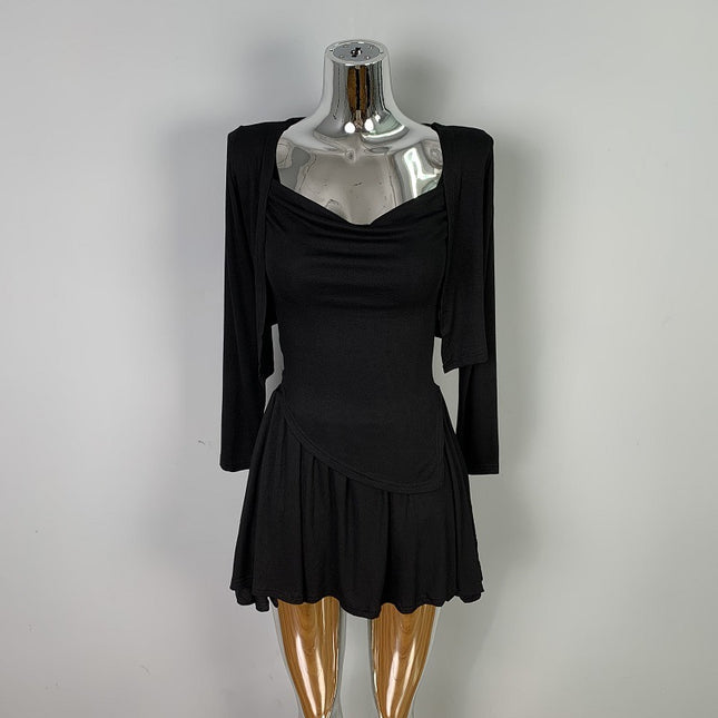 South Korea Dongdaemun Elegant Sexy Figure Camisole Short Cardigan Skirt Three-piece Suit Women