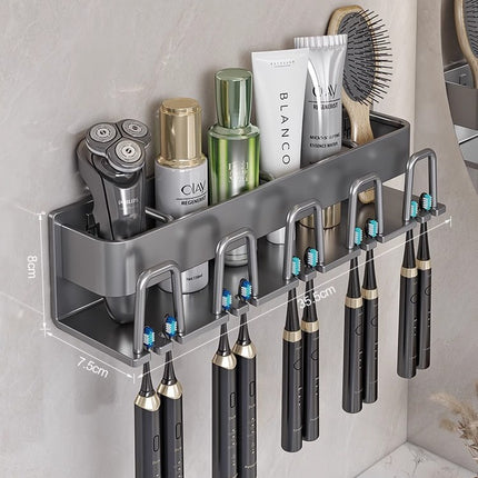 Toothbrush Storage Rack Non-Punch Brush Cup Mouthwash Cup Rack Wall-Mounted Bathroom Household Toothware Hanger