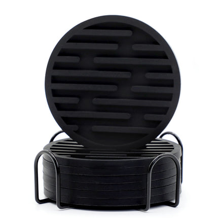 Silicone Coaster 10cm Round Heat Insulation Mat Marble Coffee Coaster Mat Anti-Perm Mat Set Storage Striped Drain