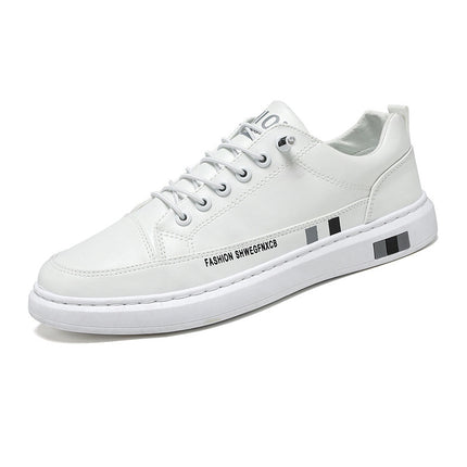 Breathable White Shoes for Men 2024 New Korean Style Trendy Casual Men's Trendy Shoes White Shoes Leather Panel Shoes Spring Live Broadcast