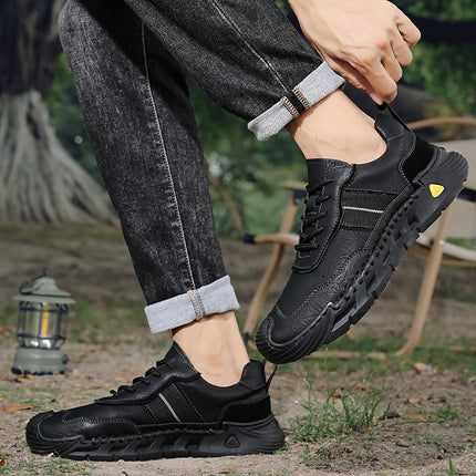 Cross-Border Hot-Selling Spring and Summer New Products Hand-Stitched Casual Men's Shoes Fashionable Thick-Soled Versatile Non-Slip Genuine Leather Hiking Shoes