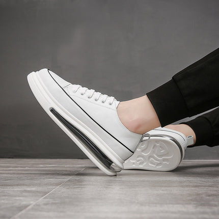 Men's Casual White Shoes, Leather Air-Cushion Sole, European Style Men's Clothing, Live Streaming, Fast Delivery, Wholesale from Wenzhou, Comfortable