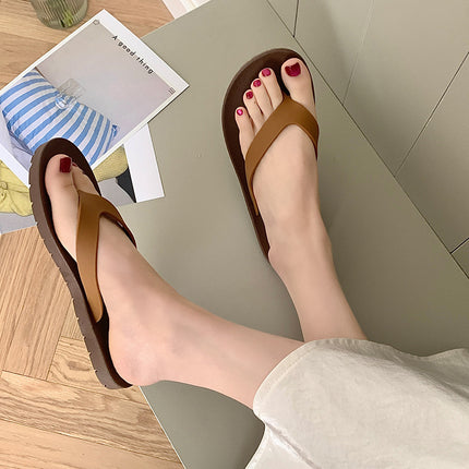 Flip-Flops for Women, Summer Outdoor Wear, Flat-Soled Fashionable Internet Celebrity Beach Sandals, Soft-Soled Bathing Non-Slip Flip-Flops
