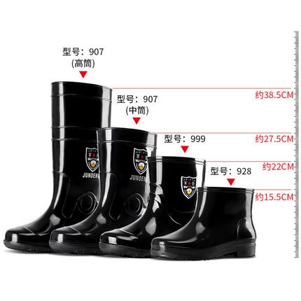 Military High-Top Rain Boots for Men and Women 36-45 Rain Boots Mid-Length Rain Boots Imitation Rubber Sole Rubber Shoes Non-Slip Labor Protection Shoes
